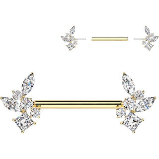 Nipple Piercing zirconia square marquise cut Push-In