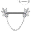 Nipple Piercing zirconias chain dangle Push-In