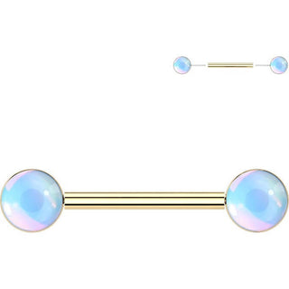 Nipple Piercing round iridescent stone Push-In