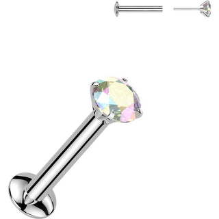 Labret Zirconia Prong setting Silver Push-In