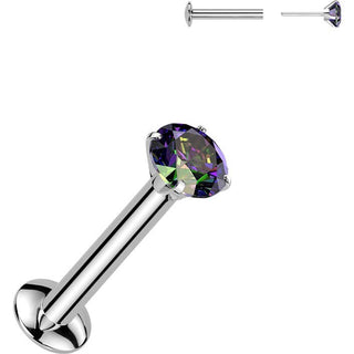 Labret Zirconia Prong setting Silver Push-In