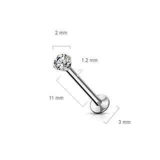 Labret Zirconia Prong setting Silver Push-In