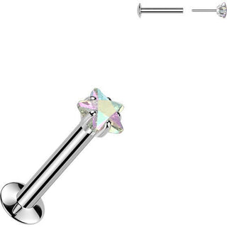 Labret prong setting star cubic zirconia Push-In