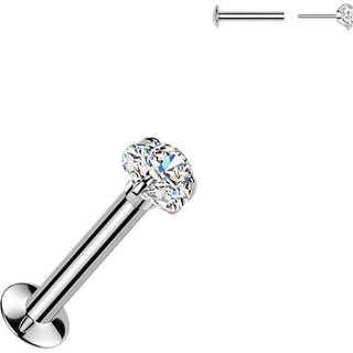 Labret prong setting heart cubic zirconia Push-In