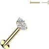 Labret prong setting pear cubic zirconia Push-In