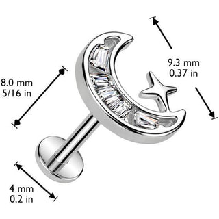 Labret moon star zirconia Push-In