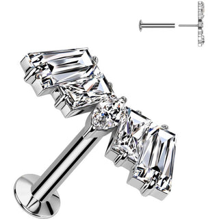 Labret fan zirconia marquise cut baguette cut Push-In