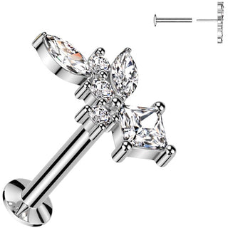 Labret marquise cut diamond shape round zirconia Push-In