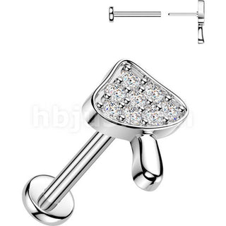 Labret pave cubic zirconia mushroom Push-In