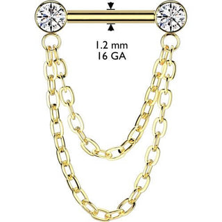 Titanium Barbell Zirconia chain dangle Push-In