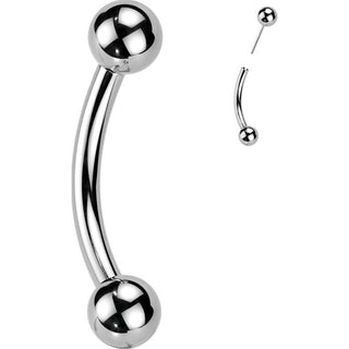 Titanium Curved Barbell One fixed ball Push-In