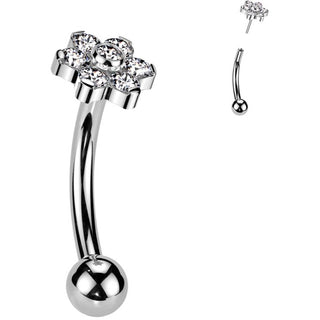 Titanium Eyebrow Piercing flower zirconia Push-In