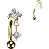 Titanium Curved Barbell prong setting zirconia cubic zirconia cubic zirconia dangle Push-In