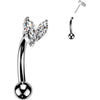 Titanium Curved Barbell double marquise cubic zirconia Push-In