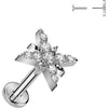 Titanium Earring cubic zirconia pave starburst Push-In