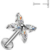 Titanium marquise cubic zirconia flower Push-In
