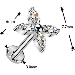 Titanium marquise cubic zirconia flower Push-In