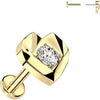 Titanium faceted heart with cubic zirconia center Push-In