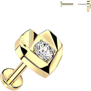 Titanium faceted heart with cubic zirconia center Push-In