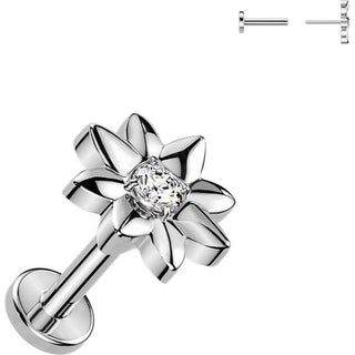 Titanium cubic zirconia center flower Push-In