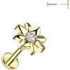 Titanium cubic zirconia center flower Push-In