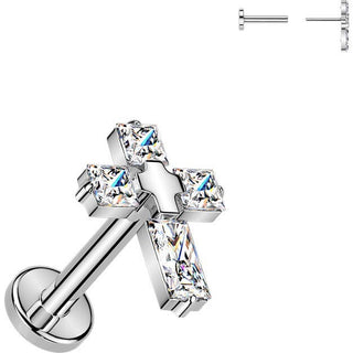 Titanium 4 cubic zirconia cross Push-In