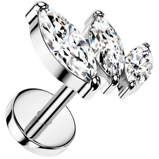 Titanium Stud Earring scaled zirconia marquise cut