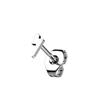 Titanium Stud Earring Lightning Bolt Flat Silver