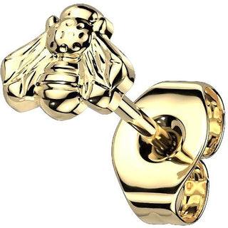 Titanium Stud Earring Bee Gold Silver