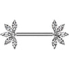 Titan Nippelpiercing Blume Zirkonia Marquise Schliff Push-In