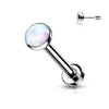 Titanium Labret Opal Flat Silver Push-In