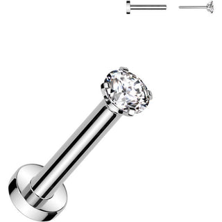 Titanium Labret Zirconia Silver Push-In