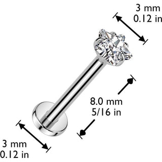 Titanium Labret star zirconia Push-In