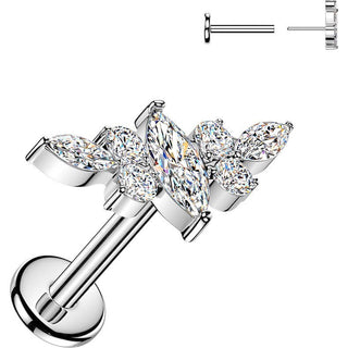 Titanium Labret marquise zirconia wing Push-In