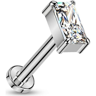 Titanium Labret rectangle zirconia Push-In