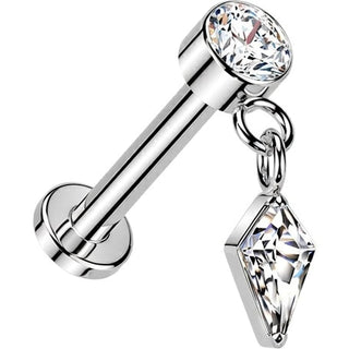 Titanium Labret bezel set zirconia zirconia cut zirconia dangle Push-In