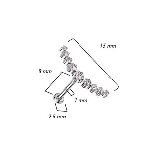 Titanium Labret Curved Zirconia Push-In
