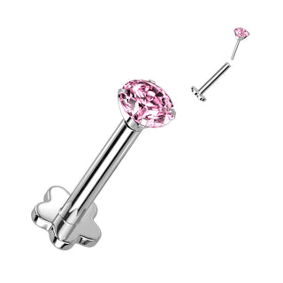 Titan Labret Zirkonia Blumen Base Push-In