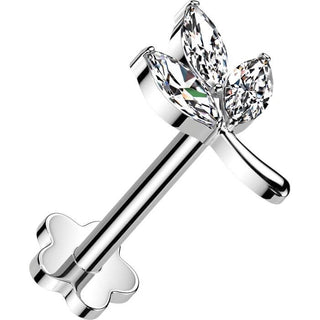 Titan Labret 3 Zirkonia Marquise Schliff Blatt Push-In