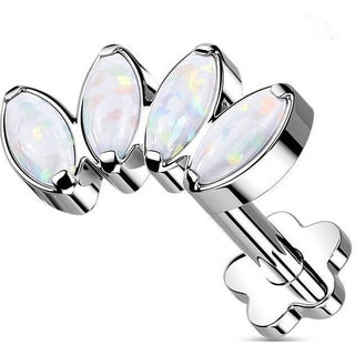 Titan Labret Marquise Schliff Opal Blumen Base Push-In