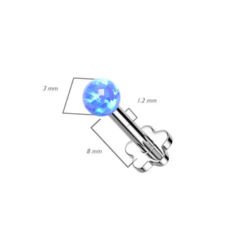 Titan Labret Kugel Opal Blumen Base Silber Push-In