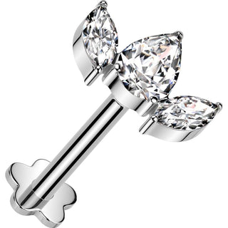 Titanium Labret 3 zirconia fan flower base Push-In