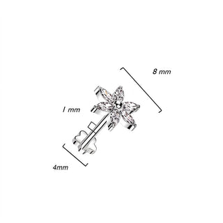 Titanium Labret Flower Zirconia Push-In