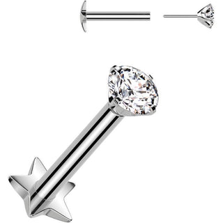 Titanium Labret Zirconia star base Push-In