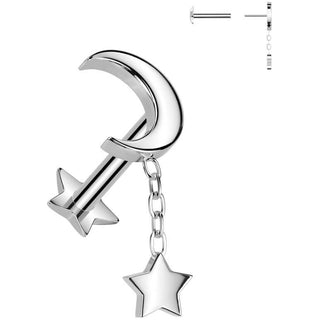 Titanium Labret Moon star dangle star base Push-In