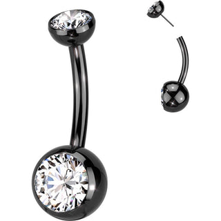 Titanium Belly Button Piercing bezel setting zirconia Push-In