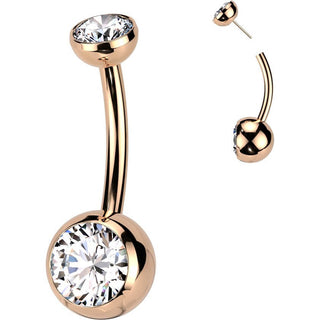 Titanium Belly Button Piercing bezel setting zirconia Push-In