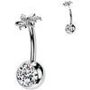 Titanium Belly Button Piercing flower zirconia Push-In