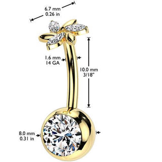 Titanium Belly Button Piercing flower zirconia Push-In