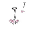 Titanium Belly Button Piercing 3 Zirconia Silver Push-In